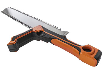 Obraz premium Power saw angled, black and orange
