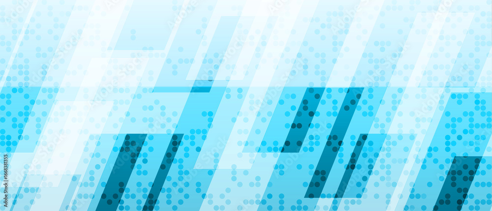 Canvas Prints abstract white and blue geometric banner with shapes overlay background and halftone