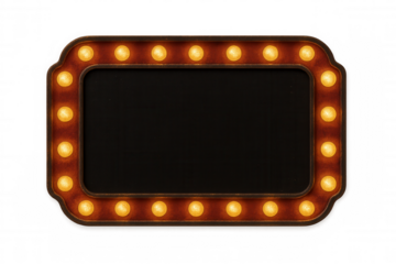 Glowing vintage illuminated sign featuring blank blackboard, transparent backdrop highlighting potential for custom messaging