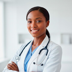 Confident Black Female Doctor in Modern Clinical Environment