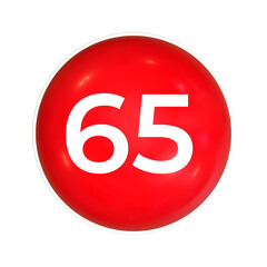 Red Sphere Or Button With Number 65