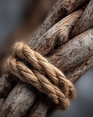 Organic Thai herbs bundle securely tied with a natural fiber rope, resembling a 1-giga standard, showcases traditional medicinal ingredients and holistic wellness.