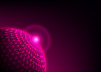 Net ball globe glowing in space, technology background.