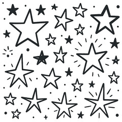Obraz premium Star pattern vector: playful doodle stars perfect for festive holiday designs and more