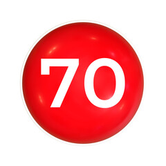 Red Sphere Or Button With Number 70