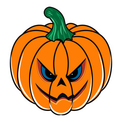 Halloween pumpkin with smiling face illustration.