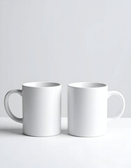 Fototapeta premium A versatile stack of blank mugs ready for your custom message. This image is perfect for commercial use, including advertising, marketing materials, and presentations that need a professional.