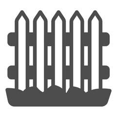 Wooden fence solid icon, spring season concept. Vector graphics. Fencing barrier for garden, gardening sign on white background, glyph style icon for mobile or web design.