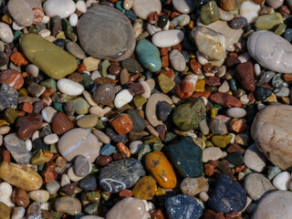 colorful pebbles on beach