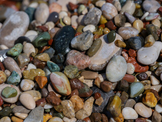 colorful pebbles on beach