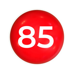 Red Sphere Or Button With Number 85
