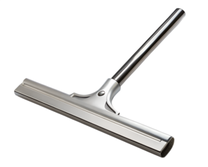 Chrome squeegee for cleaning windows or surfaces isolated on a transparent background