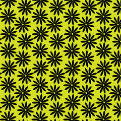 black flower design pattern ,Minimalist Black Flower Vector Background , Black and Lime Green Floral Seamless Pattern