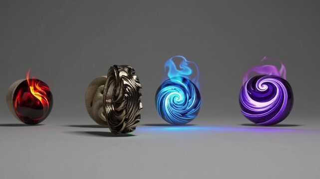 Element icons - fire, earth, water, air and ether. collection of icons. exercise
