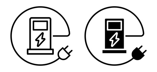 Electric vehicle charging station. Friendly alternative energy symbol