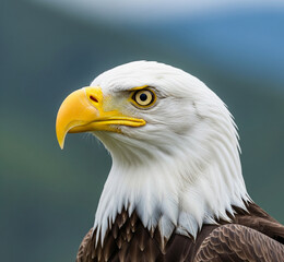 Obraz premium Majestic bald eagle portrait, symbol of American freedom and strength