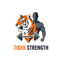 Obraz premium Tiger Strength logo design. Powerful imagery for fitness.