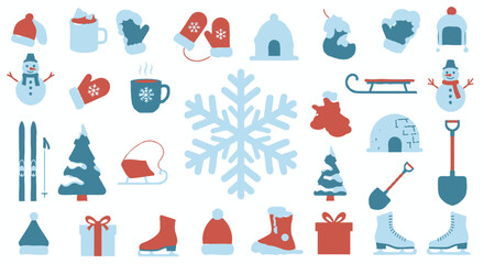 A delightful set of winter icons, perfect for festive designs.