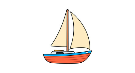 Illustration of a sailing boat vessel sailboat ship nautical watercraft with sails and hull vector art on transparent background