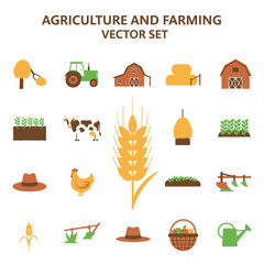 Collection of farming and agriculture icons.