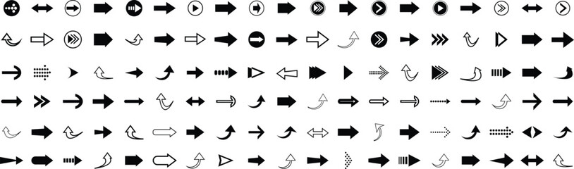  Arrow line vector icons set. modern simple cursor. arrow vector icon. modern simple arrows. collection different Arrows on flat style for web