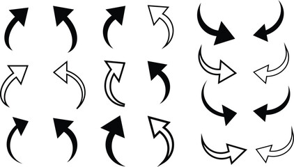 Obraz premium Arrow line vector icons set. modern simple cursor. arrow vector icon. modern simple arrows. collection different Arrows on flat style for web 