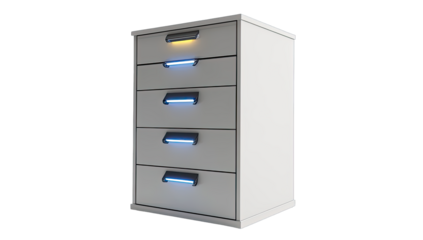 White file cabinet with illuminated handles