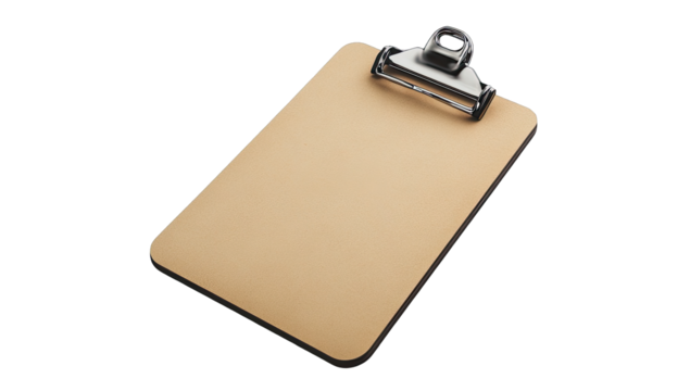 Blank tan clipboard angled