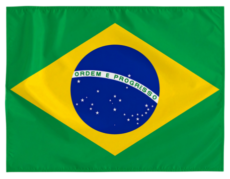  Flat Brazil Flag with Crisp Colors and Accurate Globe, Top-Down View, Isolated