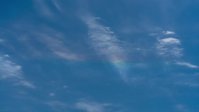 Timelapse of colorful iris clouds