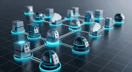 Digital Network Security Concept. Ai generation
