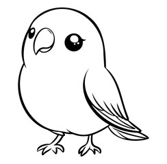 Cute Doodle of a Cartoon Bird with Big Eyes and Round Body