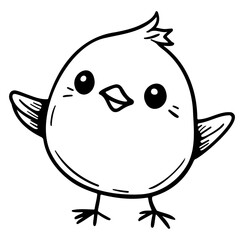 Playful Doodle of a Cute Cartoon Bird with Big Eyes and Small Wings