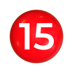 Fototapeta premium Red Sphere Or Button With Number 15