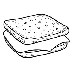 Hand-drawn Doodle of a Simple Sandwich with Bread and Cheese Layers