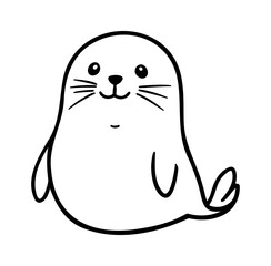 Adorable Doodle of a Cartoon Seal with Cute Facial Features and Expression