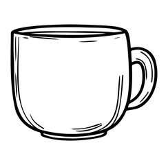Hand-drawn Doodle of a Simple Coffee Cup Outline in Black and White