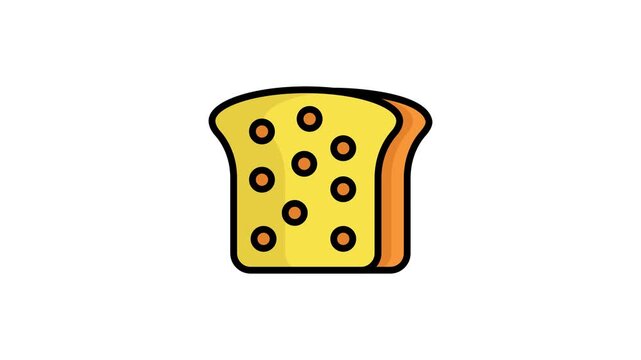 bread slice vector outline colored animated icon. Modern colored outline symbols. Collection of traditional elements.