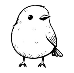 Cute Hand-Drawn Doodle of a Round Bird Character with Simple Features