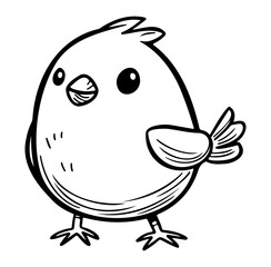 Cute Cartoon Bird Doodle with Simple Lines and Playful Expression