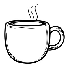Hand-Drawn Doodle of a Steaming Coffee Cup in Minimalistic Style