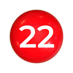 Red Sphere Or Button With Number 22