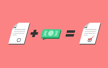 Corruption and bribery, Composition of documents and bribery money, flat design