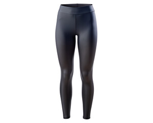Black shiny leggings for women, isolated on transparent background