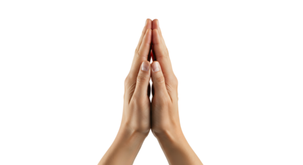 Hands in prayer position against a Transparent Background expressing hope