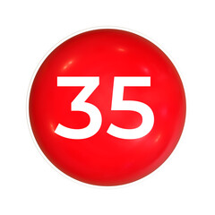 Red Sphere Or Button With Number 35