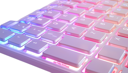 Close-up of a backlit keyboard with illuminated keys