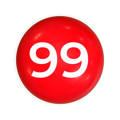 Red Sphere Or Button With Number 99