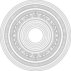 Circular Pattern with Concentric Rings and Geometric Details for Artistic Design Projects