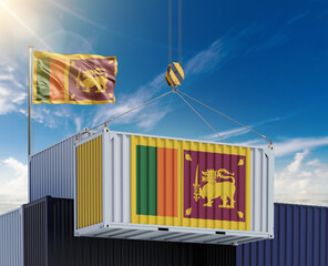 Generated ImageImage of shipping containers painted with national flags, symbolizing international trade and global connection
